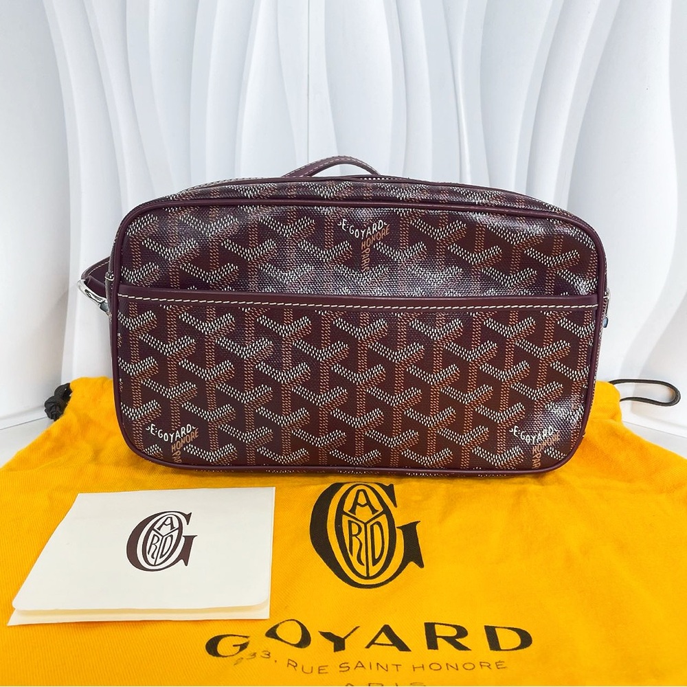 Goyard Burgundy Goyardine Canvas Cap Vert Bag
